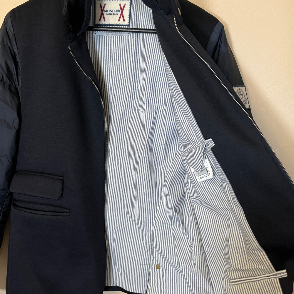 Moncler Gamme Bleu Down Wool Classe 1 Full Zip Jacket - Men's Size 0 - Dark Blue - Picture 4 of 16